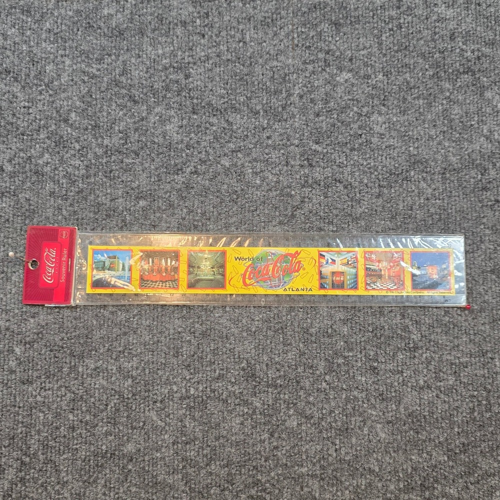 World of Coca-Cola Atlanta Souvenir Ruler 12 Inch Yellow Plastic Vintage Style - Picture 2 of 10
